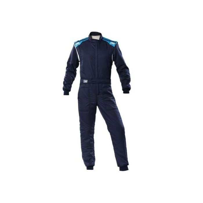 Omp OMPIA0-1828-E01-244-52 Traje de Carreras First-S Básico FIA 8856-2018 Ignífugo Azul Marino - Cian Talla 52