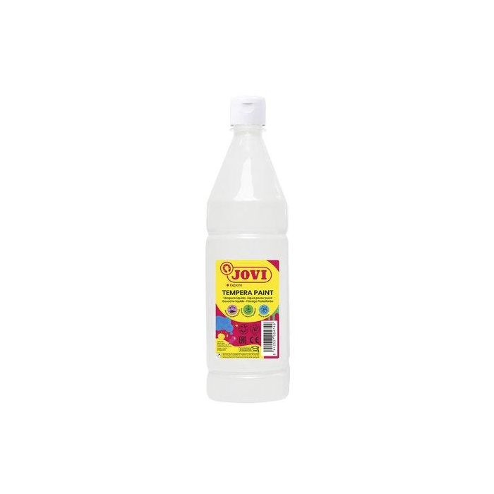Jovi Tempera líquida escolar a base de agua, 1000 ml, color blanco, para papel, cartulina, madera, tela