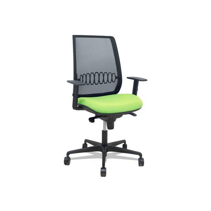 Silla Piqueras Y Crespo Alares Brazos Regulables Ergonomica Mecanismo Sincro Respaldo Malla Negra Asiento Tapizado Bali Pistacho