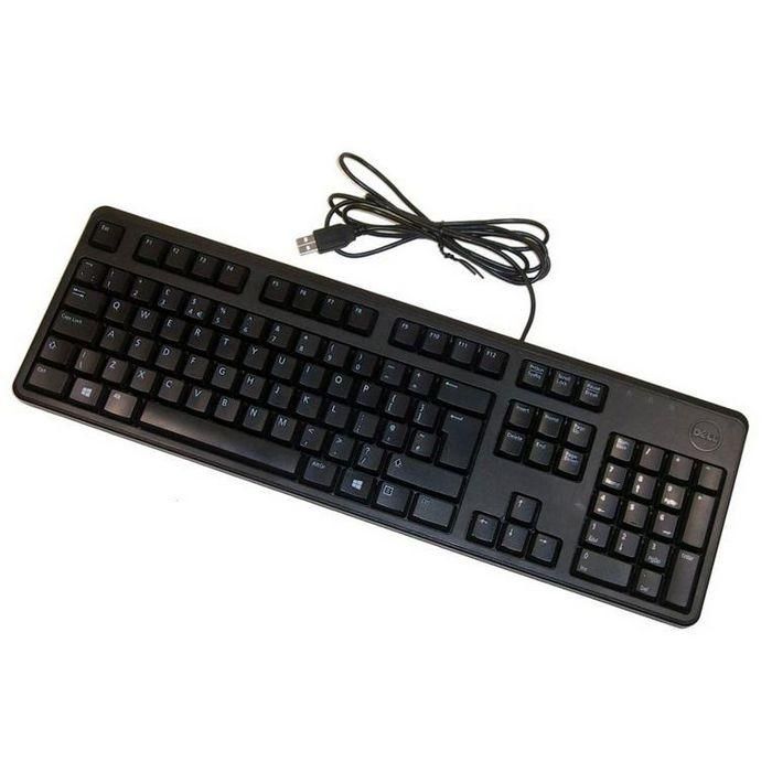 Dell Teclado Externo USB con Cable, Diseño Inglés-Reino Unido (QWERTY), 105 Teclas, Color Negro, Compatible con Windows 8