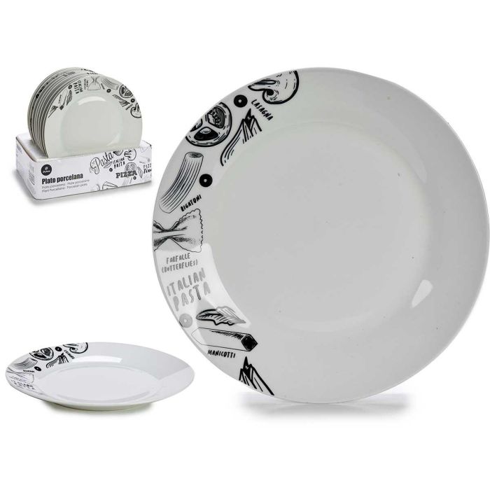 Plato Llano Porcelana 24 cm Arte Regal - Estampado Pasta, Apto Lavavajillas (20 Unidades) Plato Llano Porcelana 24 cm Arte Regal - Estampado Pasta, Apto Lavavajillas (20 Unidades)