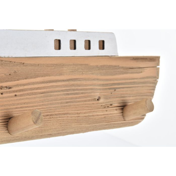 DKD Home Decor Perchero de Pared de Madera Marrón con Acabado Natural, Estilo Náutico Atlántico, Diseño de Barco, 91x8.5x20 cm 1