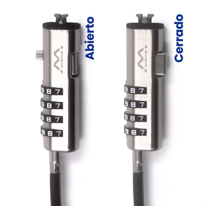 Ewent Cable de Seguridad EW1238 para Portátiles con Ranura NANO, Combinación de 4 Dígitos, 1.8m, Acero Galvanizado 2 Ewent Cable de Seguridad EW1238 para Portátiles con Ranura NANO, Combinación de 4 Dígitos, 1.8m, Acero Galvanizado 2