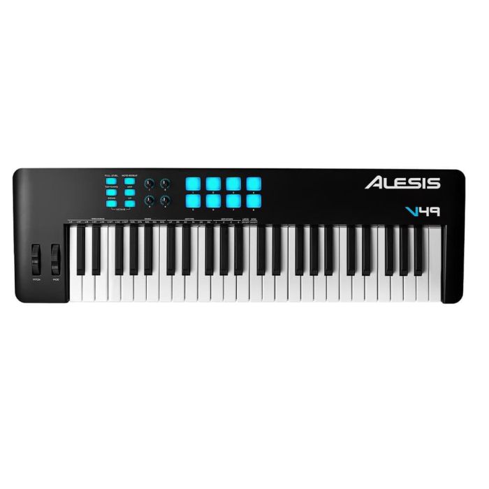 Alesis V49 Mkii Teclado Controlador MIDI USB de 49 Teclas con Pads y Arpegiador para Producción Musical