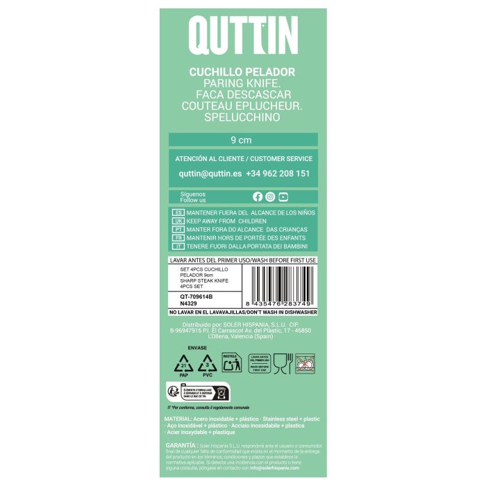 Set de 4 cuchillos peladores Basi 9 cm - Inde (18 Cajas) 3