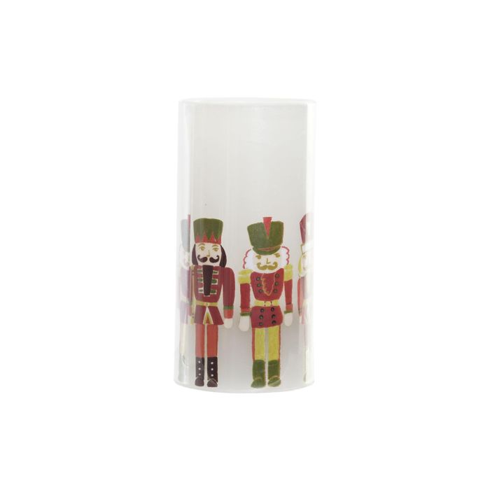 DKD Home Decor Vela LED Cera Luminosa para Decoración de Navidad Tradicional Multicolor Blanco 7.5x7.5x15 cm a Pilas 3xAAA
