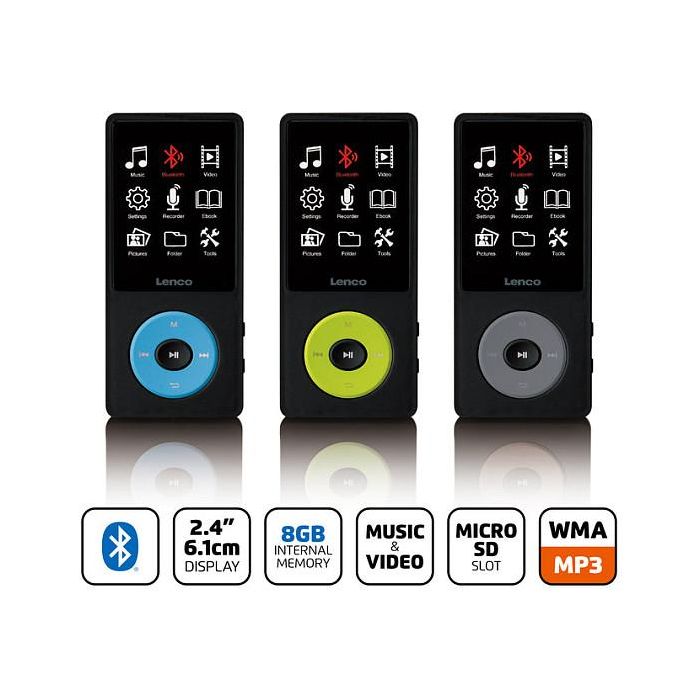 Lenco Xemio-860BU Reproductor MP3 8 GB Bluetooth con Auriculares Incluidos Azul