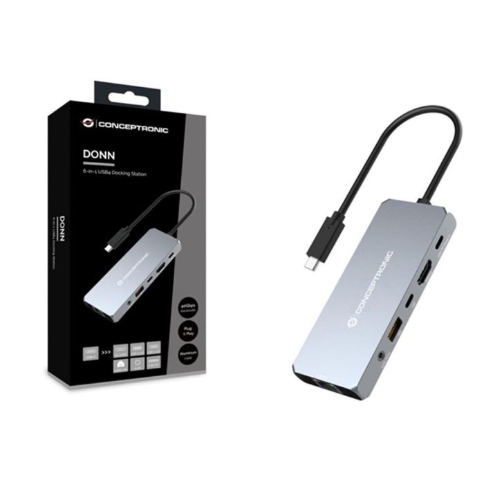 Hub USB Conceptronic 110519807101 Negro Gris 1 Hub USB Conceptronic 110519807101 Negro Gris 1