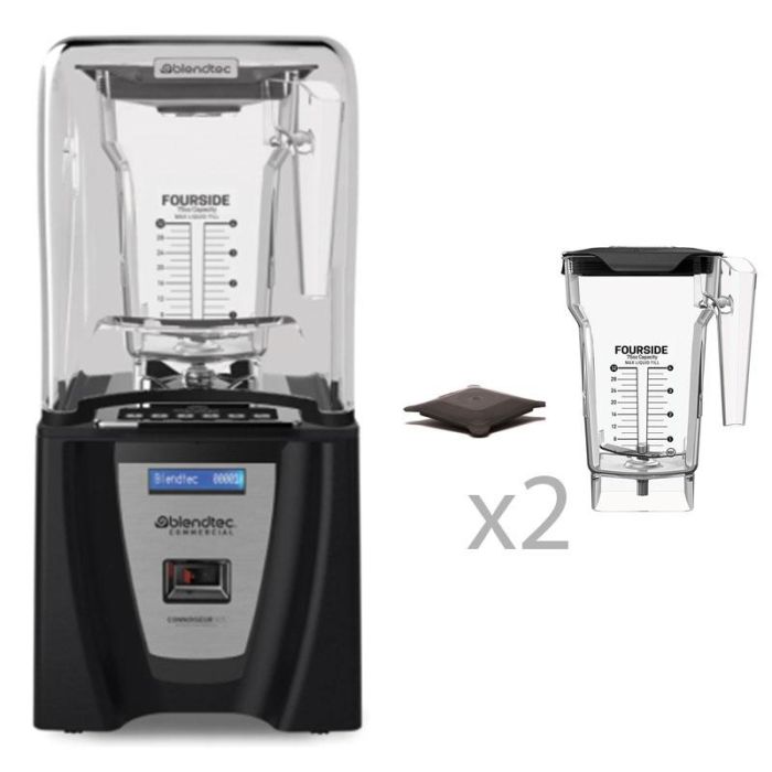 BLENDTEC - C825D46Q-EUB1GB1A-K - BATIDORA CONNOISSEUR 825 + 2 JARRAS FOURSIDE + 2 TAPAS BLANDAS - 22.9x22.9x47.5 cm - NEGRO