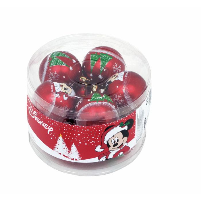 Bola de Navidad Mickey Mouse Happy smiles 10 Unidades Rojo Plástico (Ø 6 cm) 1