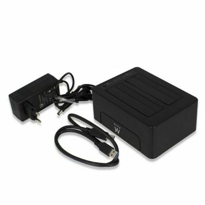 Dock Station Dual Ewent AAACET0186 Dual 2.5"-3.5" USB 3.1 ABS Negro 3