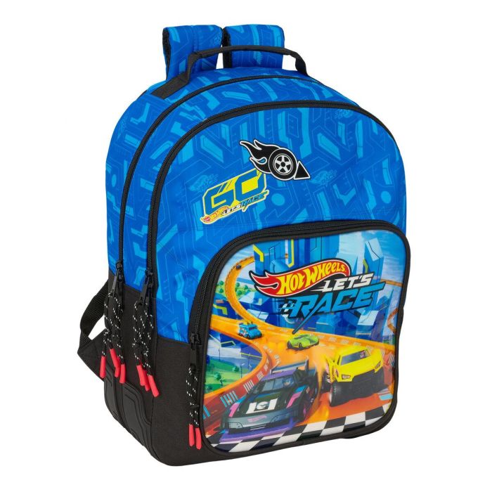 Mochila Escolar Hot Wheels Let's race Azul Negro 32 x 42 x 15 cm