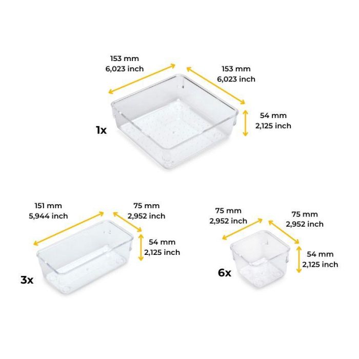 Emuca Kit de 10 Cubos organizadores Cube para cajón, Plástico, Transparente 8