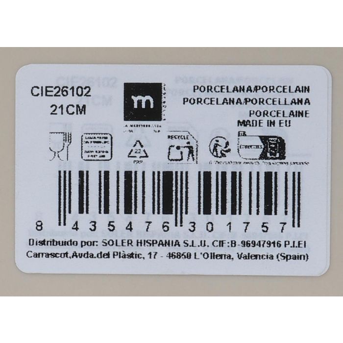 La Mediterranea Plato Hondo "Cies" 21 cm x 5.3 cm Colección Cies Monaco (12 Unidades)