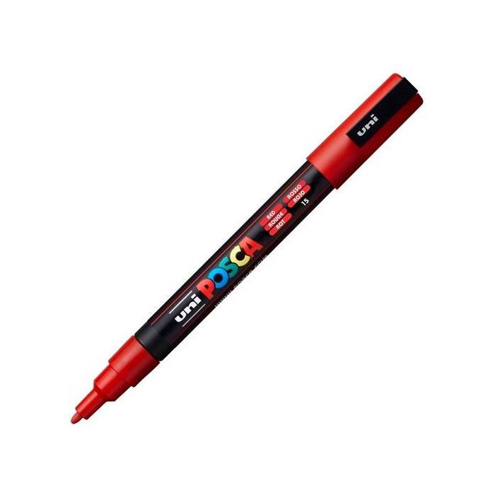POSCA Marcador PC-3M Punta Cónica 0,9 - 1,3 mm Rojo - No permanente, base agua