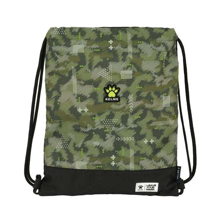 Bolsa Mochila con Cuerdas Kelme Travel Negro Verde 35 x 40 x 1 cm