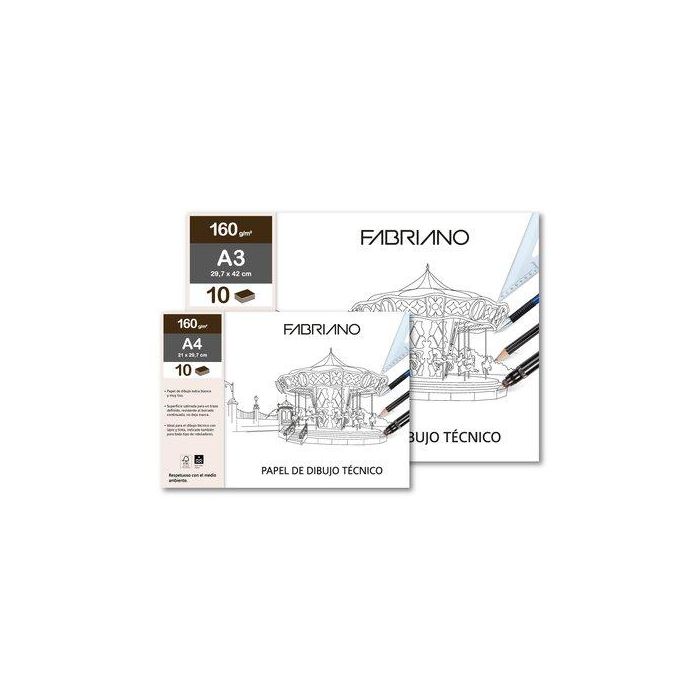 Lamina Dibujo Fabriano Lineal 160G A3 Mini-Pack De 10H Liso