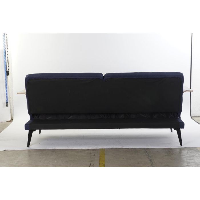 DKD Home Decor Sofá Cama Urban Azul Marrón Negro Poliéster, Metal y Eucalipto, Desmontable, 203x87x81 cm 8 DKD Home Decor Sofá Cama Urban Azul Marrón Negro Poliéster, Metal y Eucalipto, Desmontable, 203x87x81 cm 8