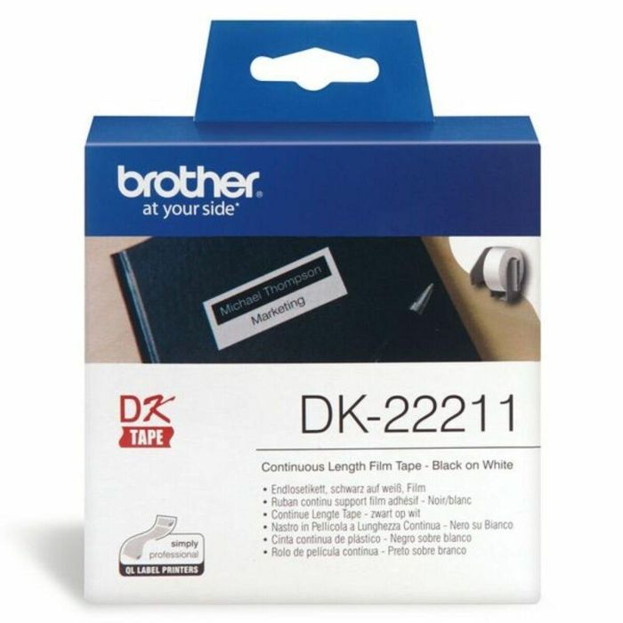 Cinta Laminada Brother DK-22211 29 mm Blanco Negro/Blanco 1