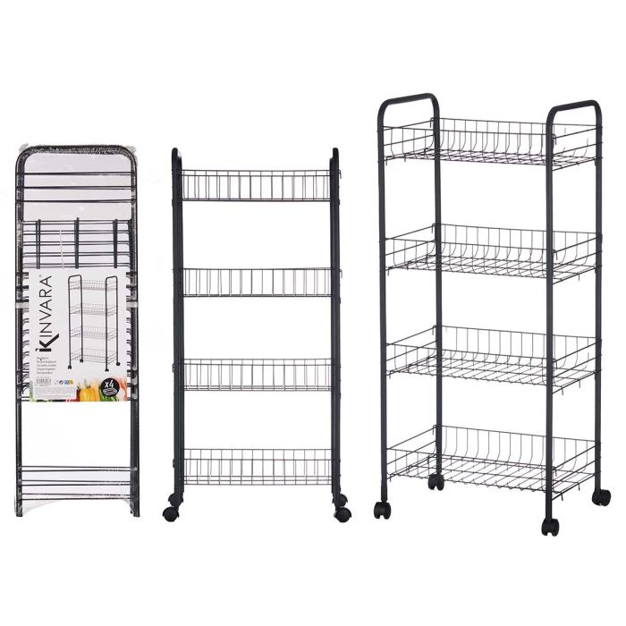 Verdulero 4 Pisos Metalico Negro Ruedas Kinvara 26X82CM (4 Unidades) Verdulero 4 Pisos Metalico Negro Ruedas Kinvara 26X82CM (4 Unidades)