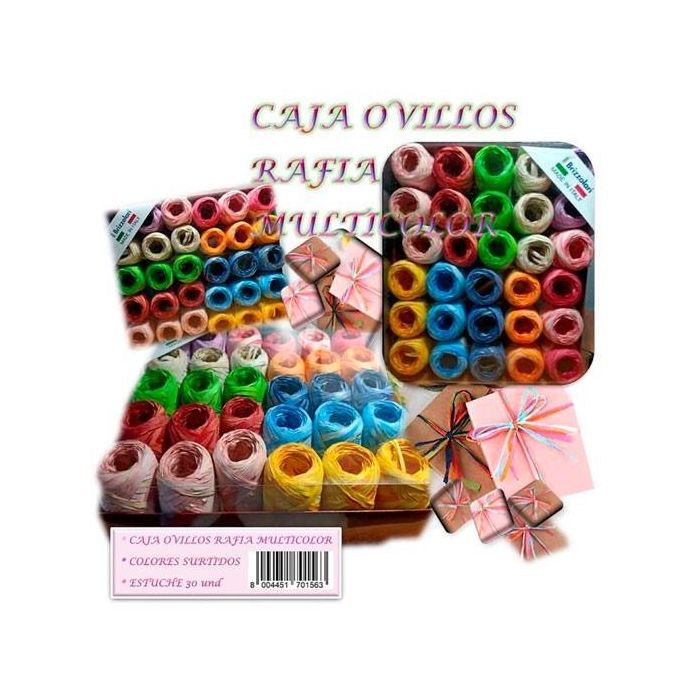 Dm Ovillos Rafia Caja 30 Ud Multicolor