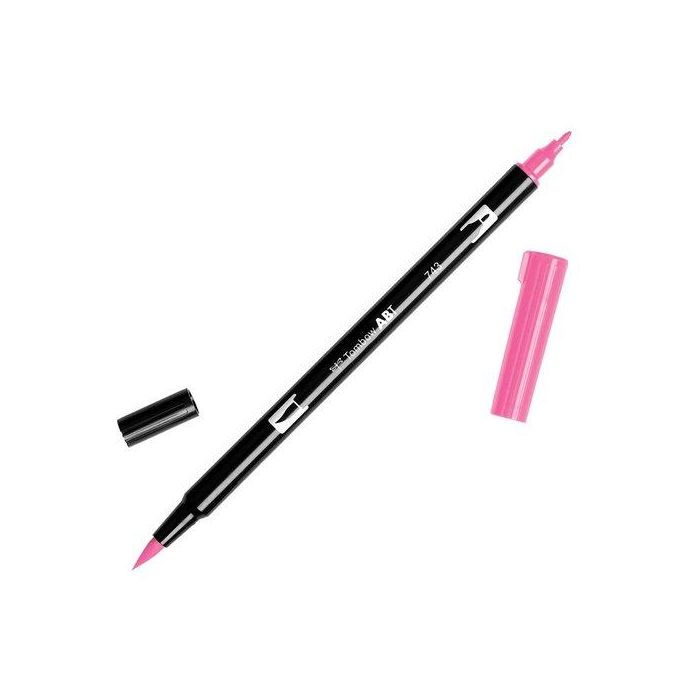 Tombow ABT-743 Rotulador Doble Punta Pincel Color Hot Pink, Punta Fino/Extragrueso