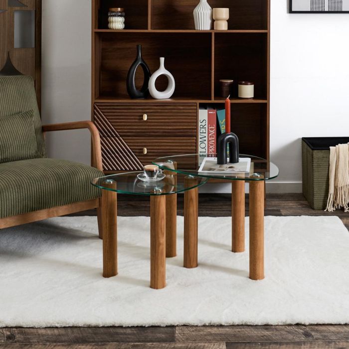 Juego De 2 Mesas Nido Irre. Vidrio Home Deco Factory 6