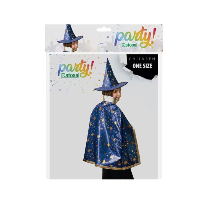Set Capa Y Sombrero Azul Con Estrellas Para Mago Infantil - Fiestas y Disfraces 1 Set Capa Y Sombrero Azul Con Estrellas Para Mago Infantil - Fiestas y Disfraces 1