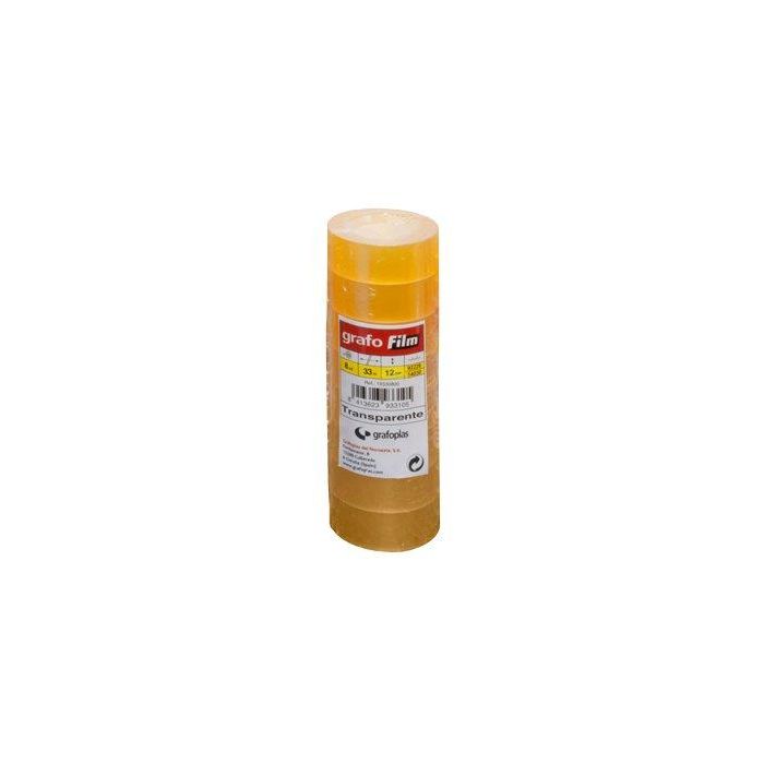 Cinta Adhesiva Grafofilm Transparente Rollo 33X12 12 unidades