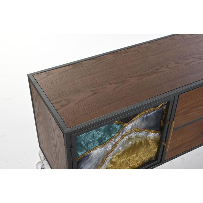 Mueble Tv Moderno DKD Home Decor Marron Oscuro Dorado 35 x 55 x 140 cm 1