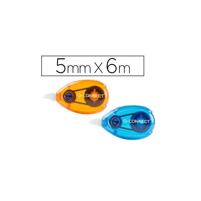 Corrector Q-Connect Cinta Blanco 5 mm X 6 Mt Blister 2 Unidades Azul Y Naranja 12 unidades