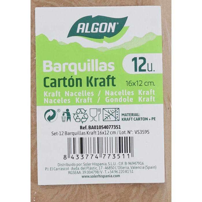 Set de 12 barquillas Kraft 16x12 cm Algon (24 Cajas) 6 Set de 12 barquillas Kraft 16x12 cm Algon (24 Cajas) 6