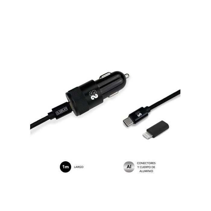 SUBBLIM Cargador coche Dual PD20W+QC3.0+C to C/Lightning B 3