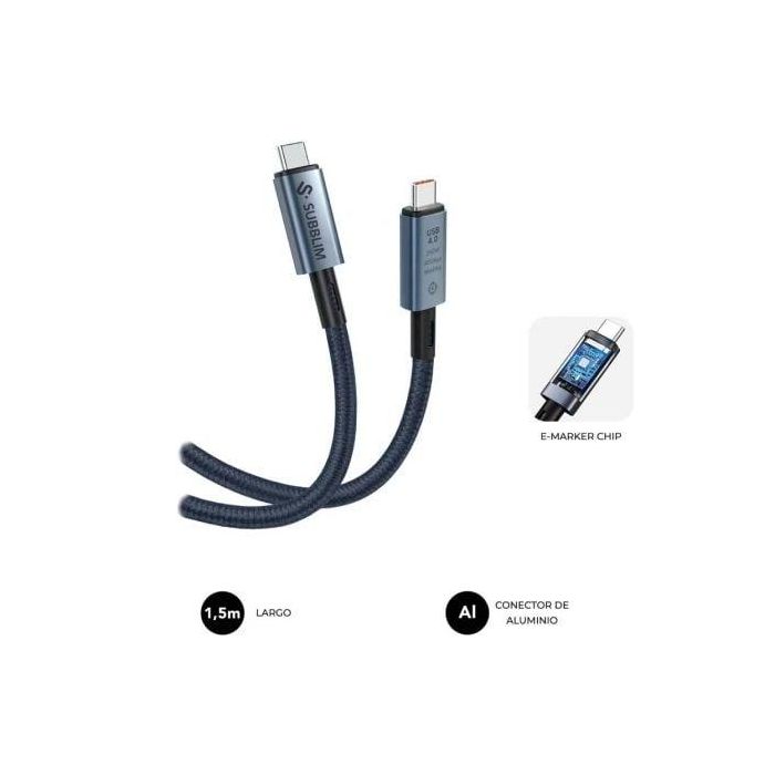 Cable USB-C a USB-C Subblim HIGH Negro 1,5 m 1 Cable USB-C a USB-C Subblim HIGH Negro 1,5 m 1