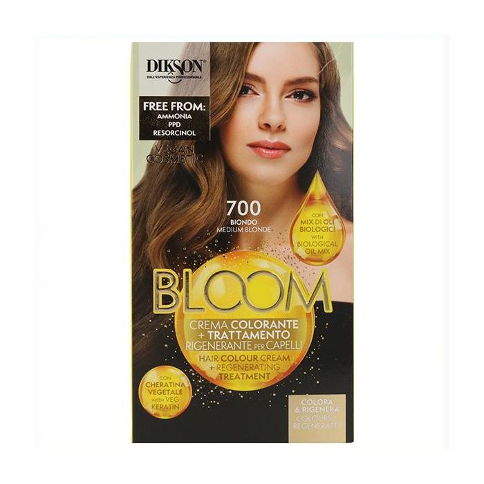 Dikson Bloom Crema Color 700 Rubio Medio - Colorante y Tratamiento Regenerador para Cabello