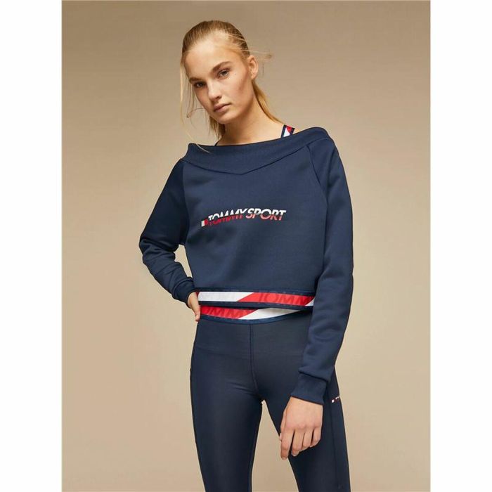 Sudadera sin Capucha Mujer Tommy Hilfiger Crop V Neck Azul oscuro 4 Sudadera sin Capucha Mujer Tommy Hilfiger Crop V Neck Azul oscuro 4