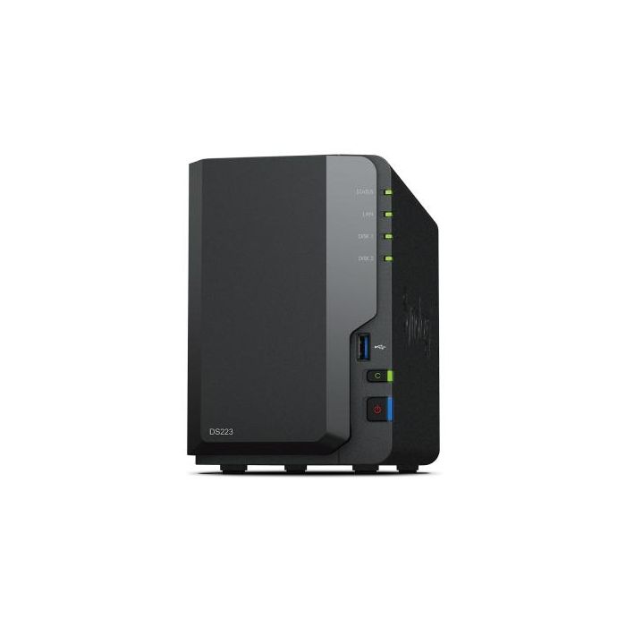 Synology DS223 NAS DiskStation, 2 Bahías 3.5"/2.5", 2GB DDR4, Torre. Nube privada y gestión de datos para usuarios domésticos y pymes.