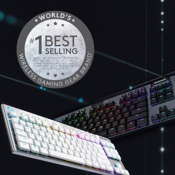 Logitech G915 TKL LIGHTSPEED RGB Teclado mecánico para juegos, inalámbrico, sin teclado numérico - GL Clicky 2