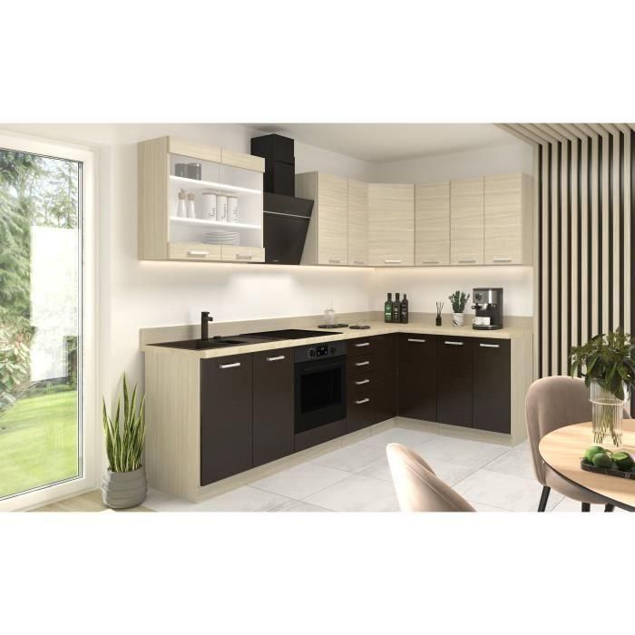 CHAMONIX Mueble esquinero alto 60/60 - Decoración roble claro - L58 x P58 x H72 cm 2 CHAMONIX Mueble esquinero alto 60/60 - Decoración roble claro - L58 x P58 x H72 cm 2