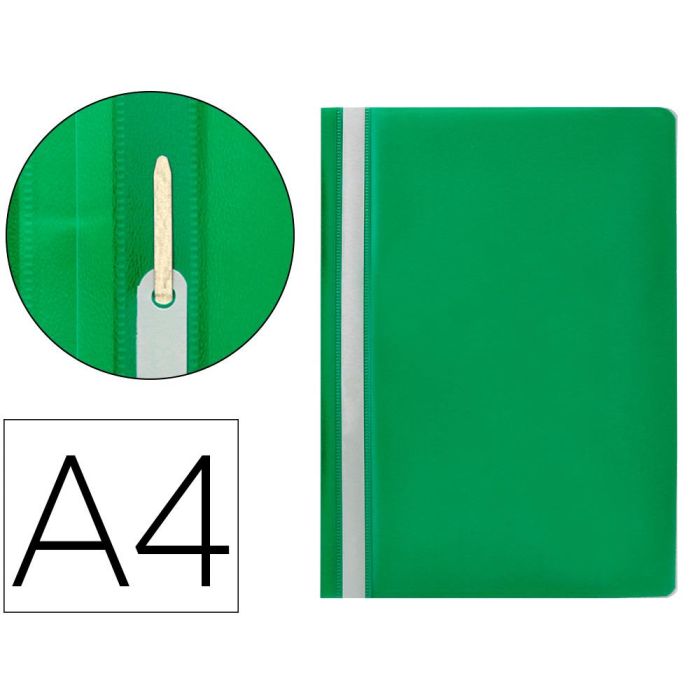 Carpeta Dossier Fastener Plastico Q-Connect Din A4 Verde 25 unidades