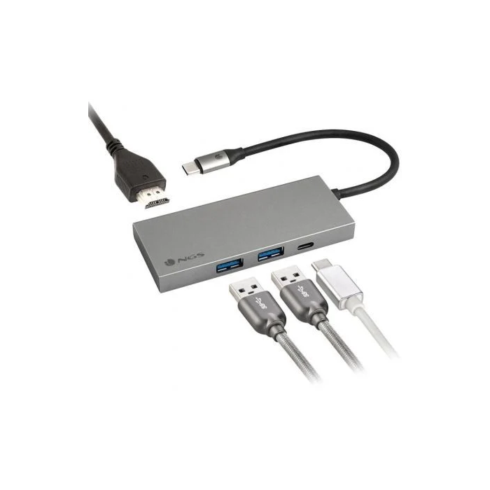 NGS WonderDock4 Pro Docking Station USB Tipo-C, 2x USB 3.0, 1x USB Tipo-C PD 100W, 1x HDMI 4K Gris 1