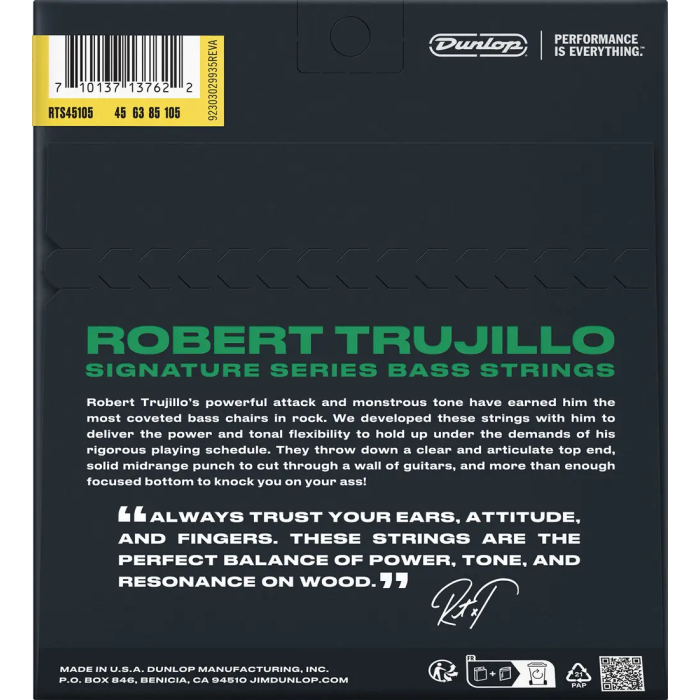 Dunlop Juego Bajo Eléctrico Robert Trujillo S.Steel 45-105 1