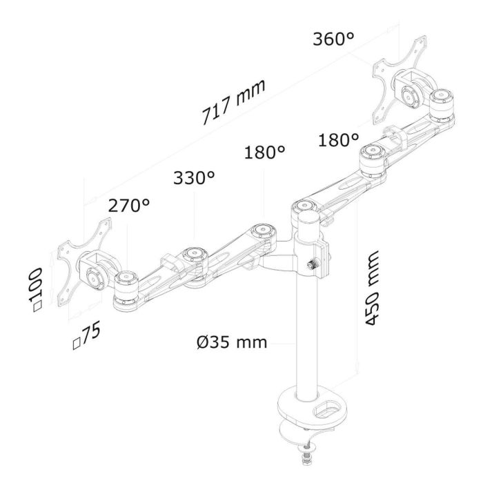 Soporte de Mesa para Pantalla Neomounts FPMA-D935DG 10" 27" 1