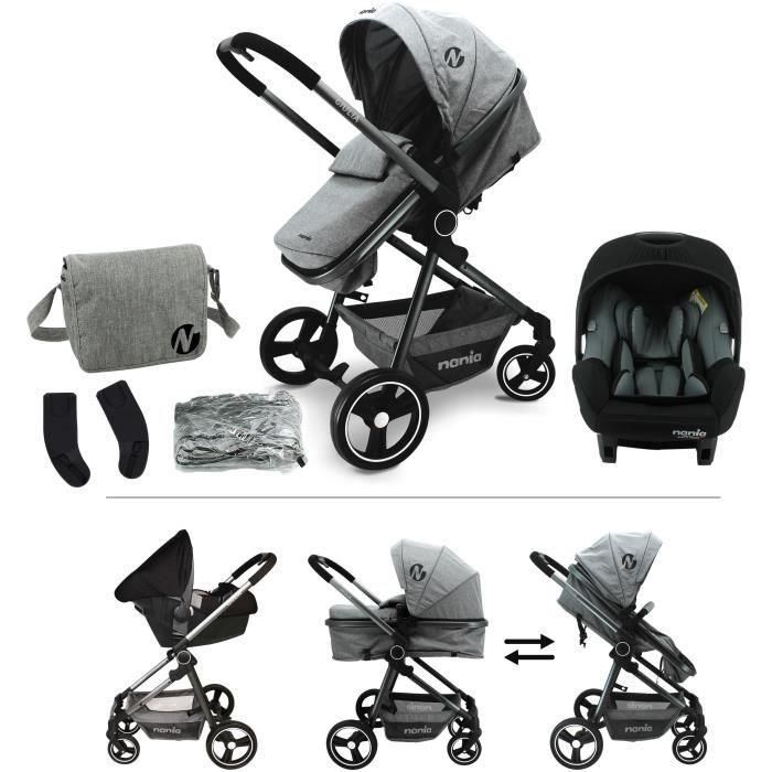 Nania NAN3507460238112 GIULIA Silla de paseo combinada 3 en 1 + Silla de auto BEONE EVO R129 40-85 cm y Capazo de 0 a 6 meses Nania NAN3507460238112 GIULIA Silla de paseo combinada 3 en 1 + Silla de auto BEONE EVO R129 40-85 cm y Capazo de 0 a 6 meses