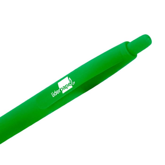 Boligrafo Liderpapel Gummy Touch Retractil 1,0 mm Tinta Verde 12 unidades 4