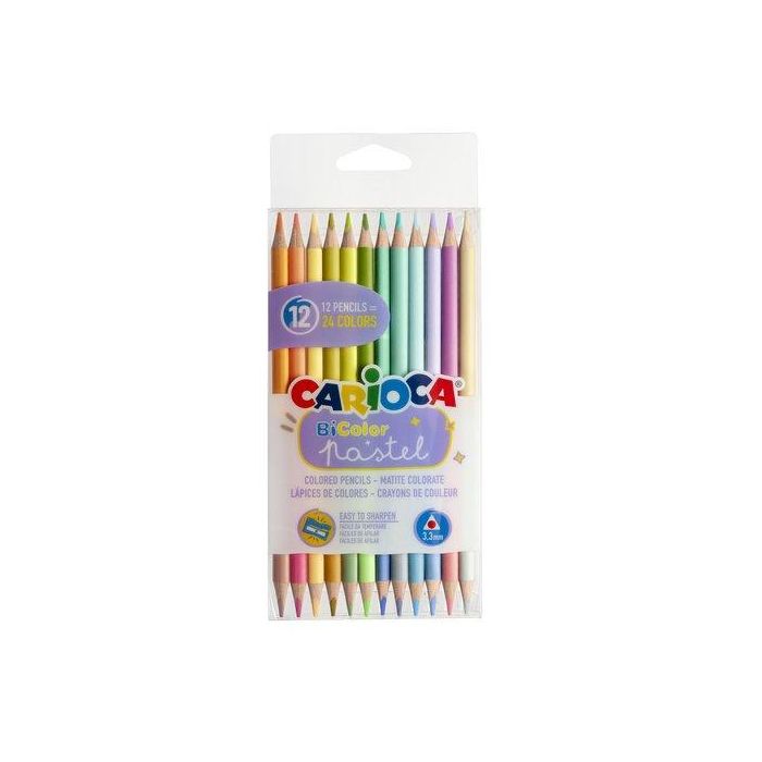 Lapices Carioca Bicolor Triangular Colores Pasteles Caja De 12