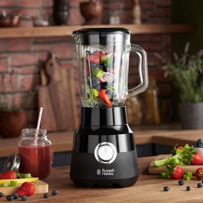 Batidora - RUSSELL HOBBS - Negro mate 24722-56 - 650 W - Negro mate - Bol de cristal de 1,5 L - 2 velocidades + pulso 1 Batidora - RUSSELL HOBBS - Negro mate 24722-56 - 650 W - Negro mate - Bol de cristal de 1,5 L - 2 velocidades + pulso 1