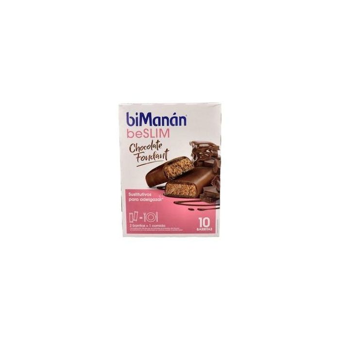 BIMANAN Barritas Chocolate Fondant 10 Unidades Sustitutivo Comida Control Peso con 12 Vitaminas y 11 Minerales, Rico en Hierro