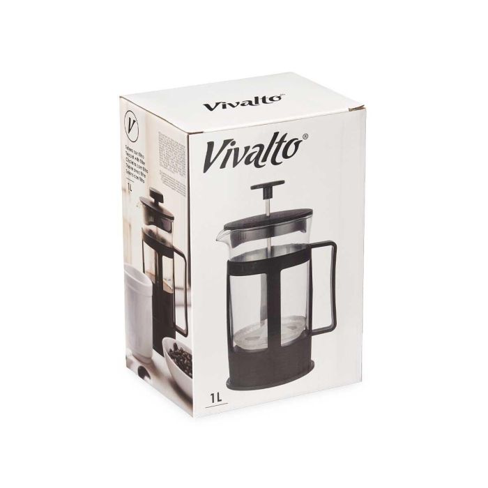 Tetera Vivalto Vidrio y Plástico con Embolo 1L - 14x20x10 cm (8 Unidades) 2 Tetera Vivalto Vidrio y Plástico con Embolo 1L - 14x20x10 cm (8 Unidades) 2