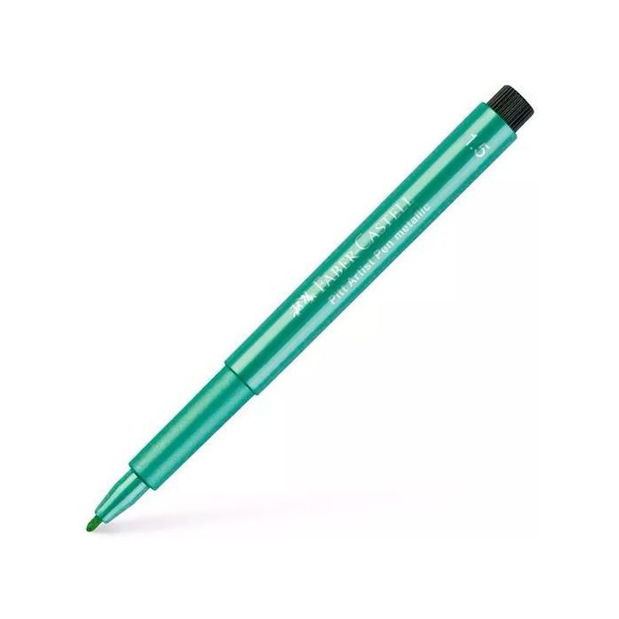 Faber Castell Rotulador Pitt Artist Pen Metallic Verde 294 1.5mm - Tinta Pigmentada, Gran Cobertura (10 Unidades) (10 Unidades)